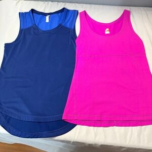 Lucy Power Athletic Tank Tops Set of 2‎ Blue Pink S/P Workout Yoga Activewear
